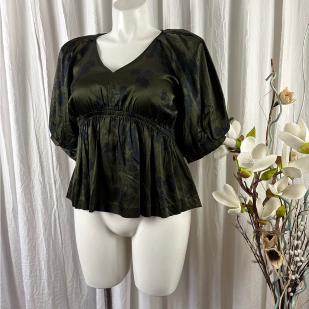 Madewell Dark Green Floral Blouse